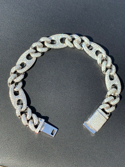 HarlemBling Mens Miami Cuban Iced Gucci Link Bracelet Solid 925 Silver Hip Hop Flooded Out