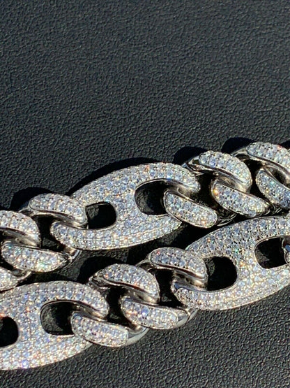 HarlemBling Mens Miami Cuban Iced Gucci Link Bracelet Solid 925 Silver Hip Hop Flooded Out