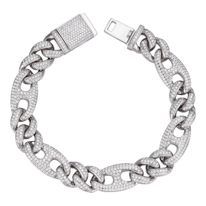HarlemBling Mens Miami Cuban Iced Gucci Link Bracelet Solid 925 Silver Hip Hop Flooded Out