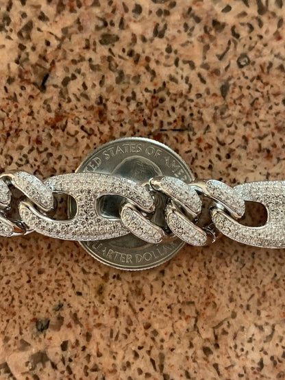 HarlemBling Mens Miami Cuban Iced Gucci Link Bracelet Solid 925 Silver Hip Hop Flooded Out