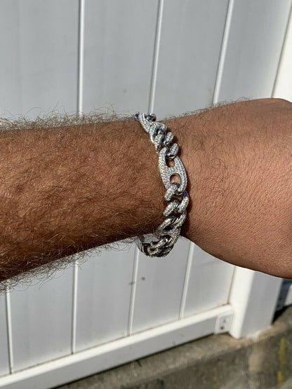 HarlemBling Mens Miami Cuban Iced Gucci Link Bracelet Solid 925 Silver Hip Hop Flooded Out