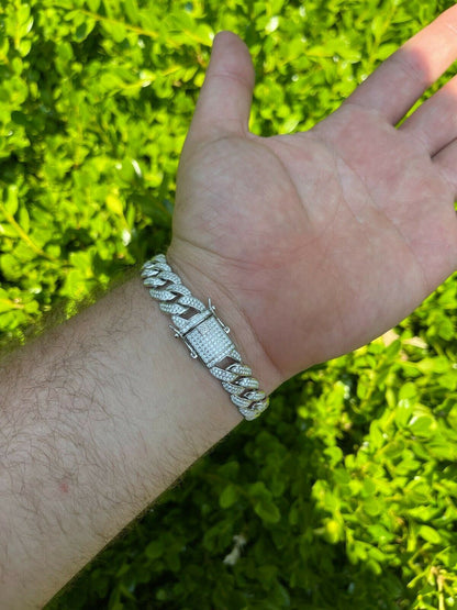 HarlemBling Mens Miami Cuban Link Bracelet Real Iced Moissanite - Passes Diamond Tester 12mm