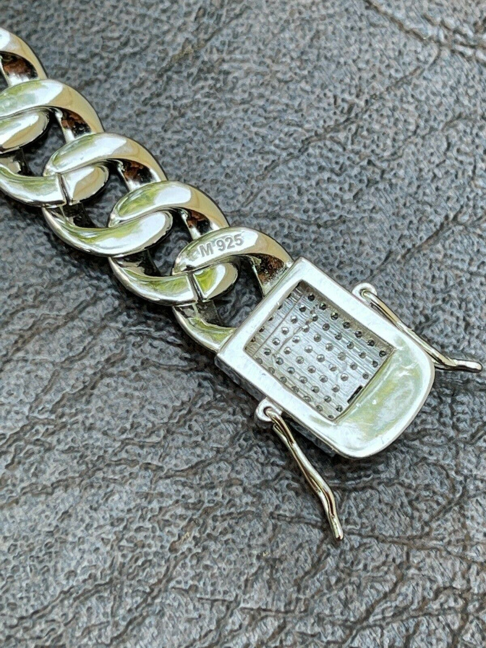 HarlemBling Mens Miami Cuban Link Bracelet Real Iced Moissanite - Passes Diamond Tester 12mm