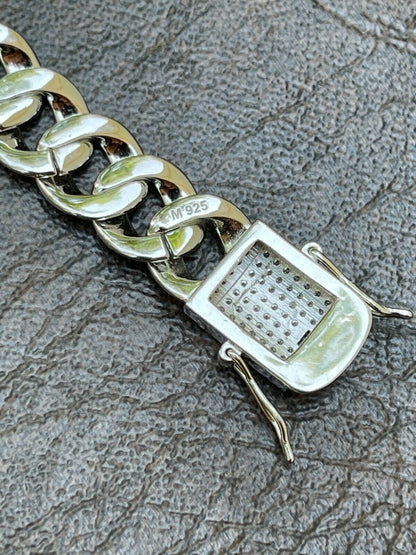 HarlemBling Mens Miami Cuban Link Bracelet Real Iced Moissanite - Passes Diamond Tester 12mm