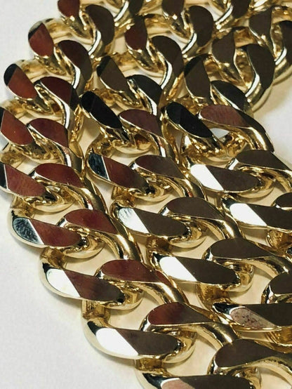 HarlemBling Mens Miami Cuban Link Chain 14k Gold Over Solid 925 Silver 200 Grams 30 14mm