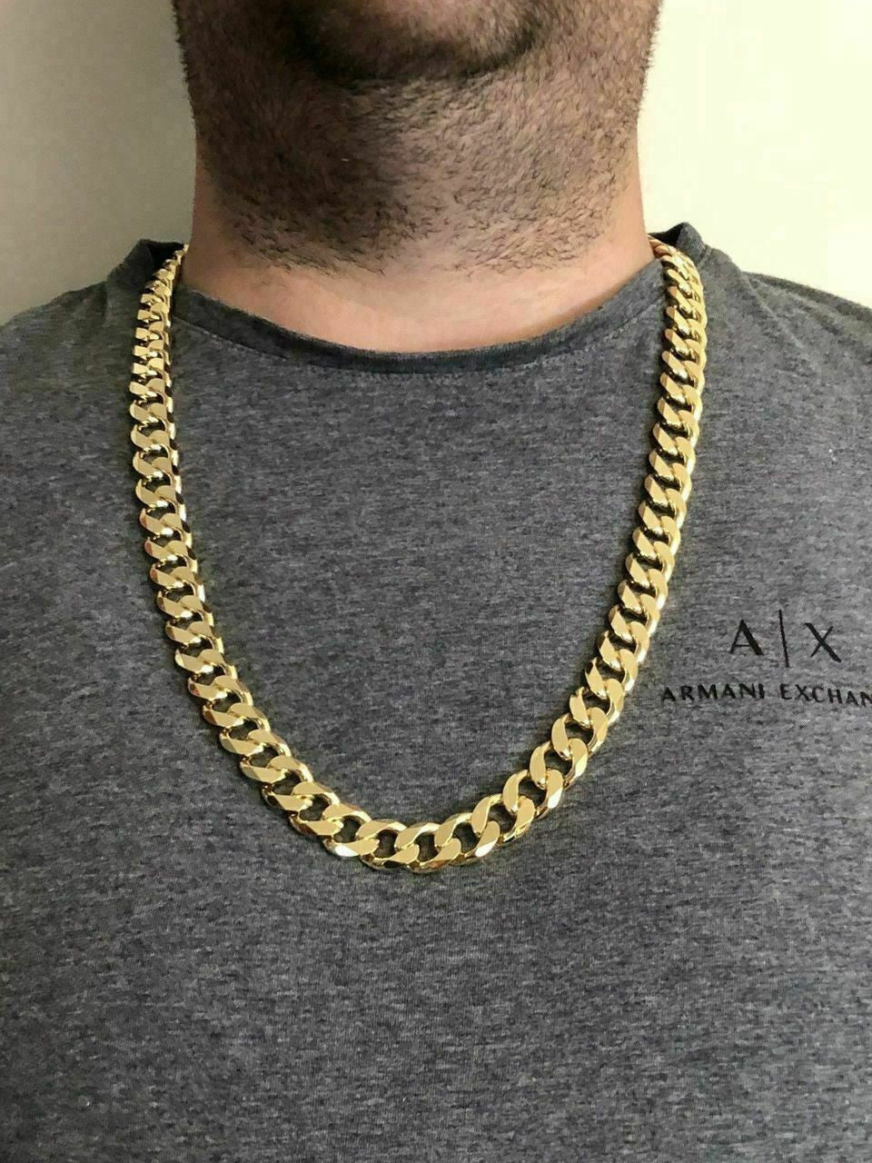 HarlemBling Mens Miami Cuban Link Chain 14k Gold Over Solid 925 Silver 200 Grams 30 14mm