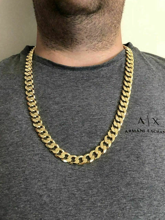 HarlemBling Mens Miami Cuban Link Chain 14k Gold Over Solid 925 Silver 200 Grams 30 14mm