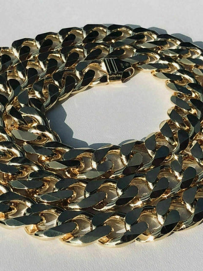 HarlemBling Mens Miami Cuban Link Chain 14k Gold Over Solid 925 Silver 200 Grams 30 14mm
