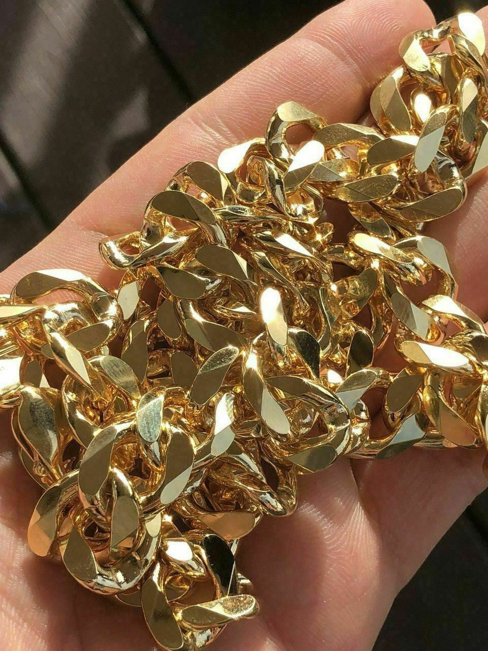 HarlemBling Mens Miami Cuban Link Chain 14k Gold Over Solid 925 Silver 200 Grams 30 14mm