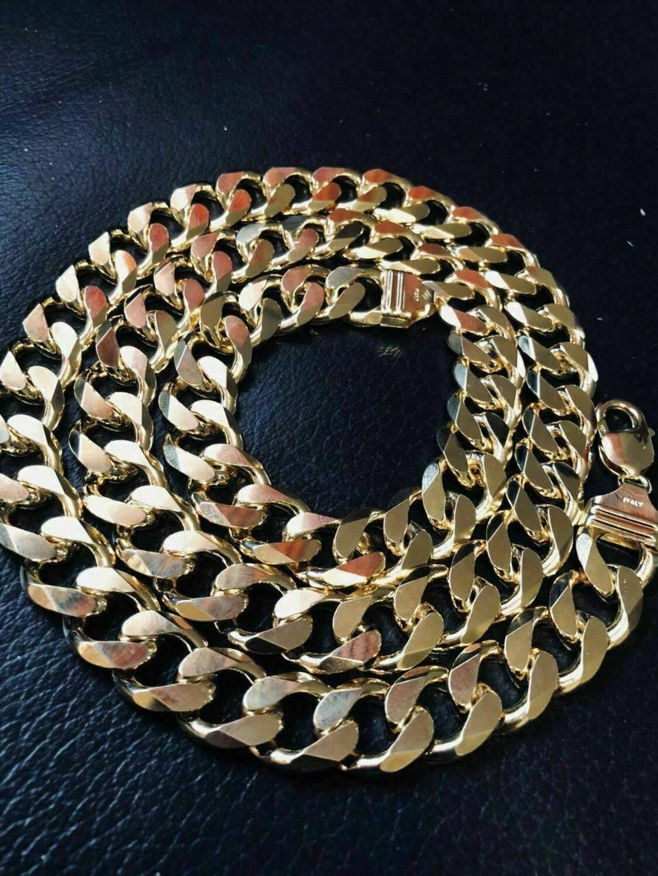 HarlemBling Mens Miami Cuban Link Chain 14k Gold Over Solid 925 Silver 200 Grams 30 14mm