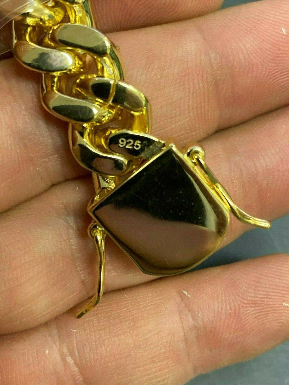 HarlemBling Mens Miami Cuban Link Chain 14k Gold Over Solid 925 Silver Iced Necklace HEAVY