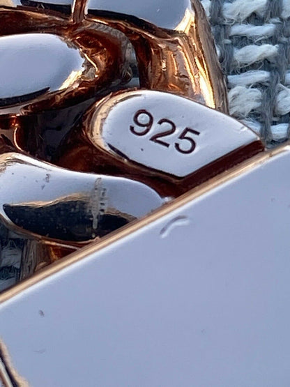 HarlemBling Mens Miami Cuban Link Chain 14k Rose Gold Solid 925 Silver Iced Necklace HEAVY