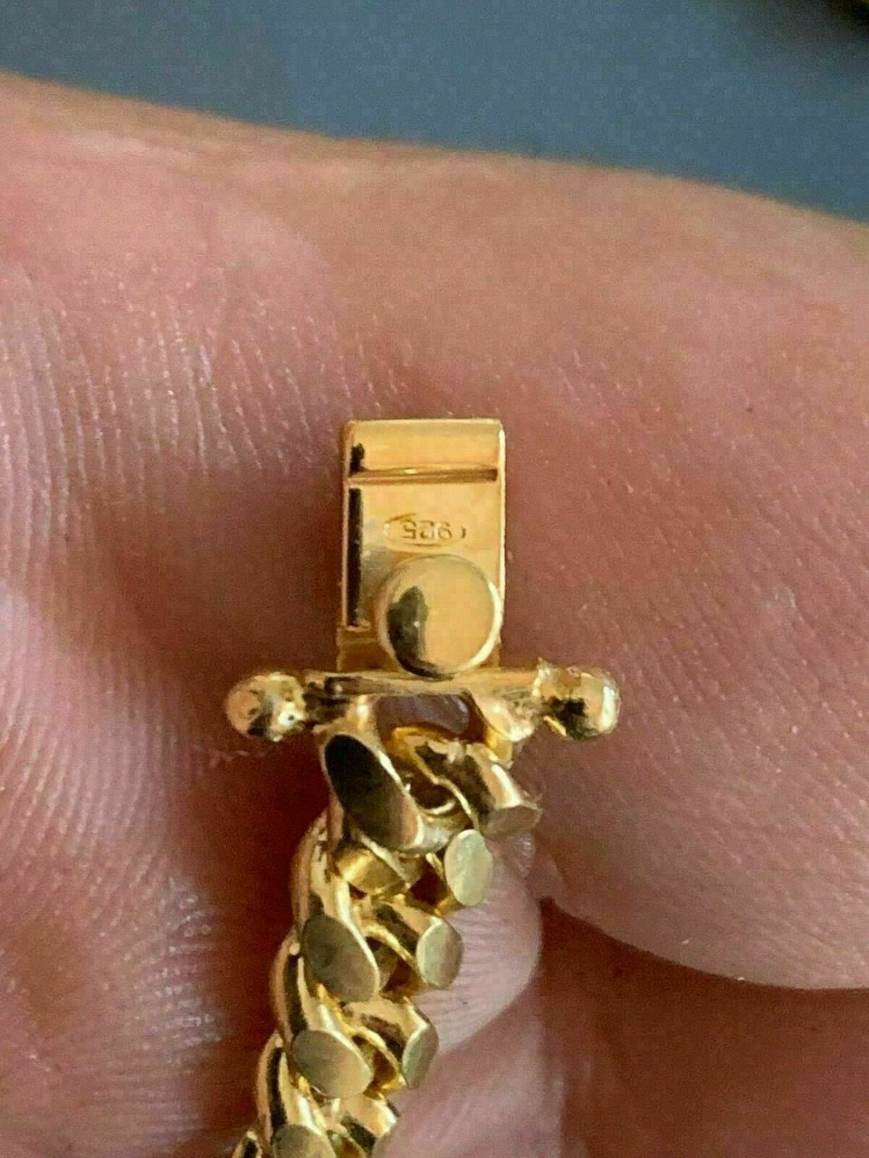 HarlemBling Mens Miami Cuban Link Chain Or Bracelet 14k Gold Over Solid 925 Silver Box Lock