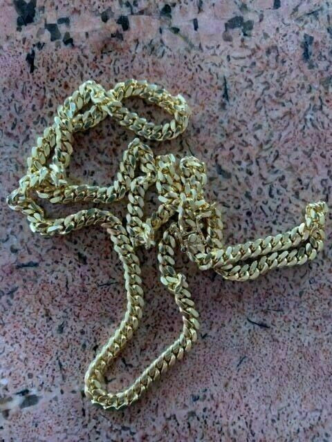 HarlemBling Mens Miami Cuban Link Chain Or Bracelet 14k Gold Over Solid 925 Silver Box Lock