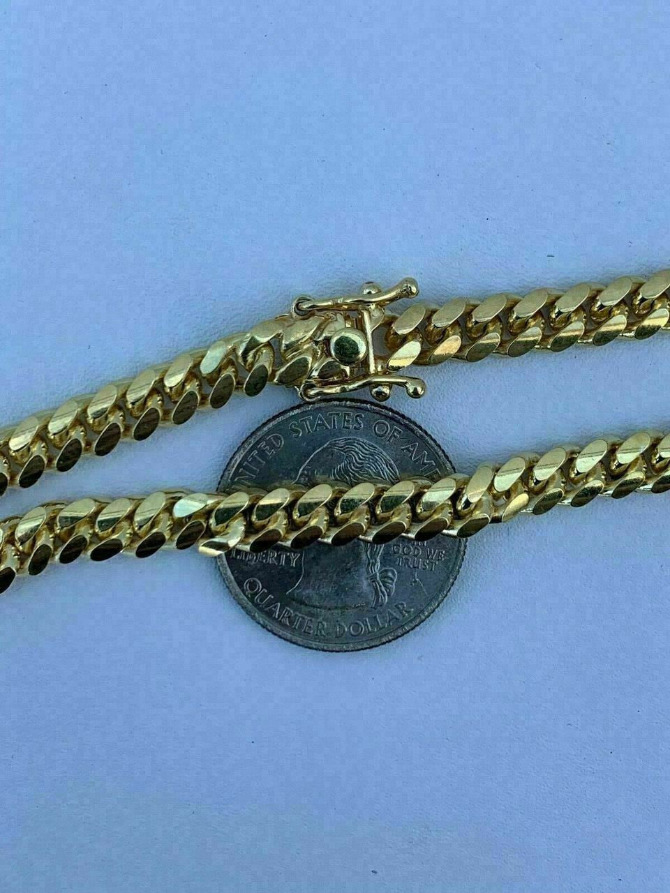 HarlemBling Mens Miami Cuban Link Chain Or Bracelet 14k Gold Over Solid 925 Silver Box Lock