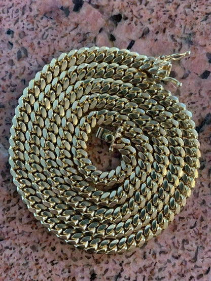 HarlemBling Mens Miami Cuban Link Chain Or Bracelet 14k Gold Over Solid 925 Silver Box Lock