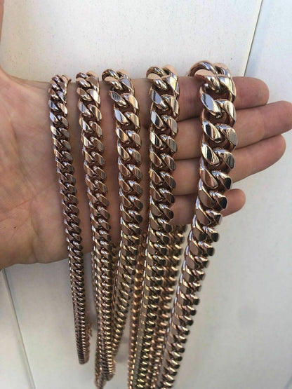 HarlemBling Mens Miami Cuban Link Chain Rose Gold Over Stainless Steel Choker-30 8-18mm