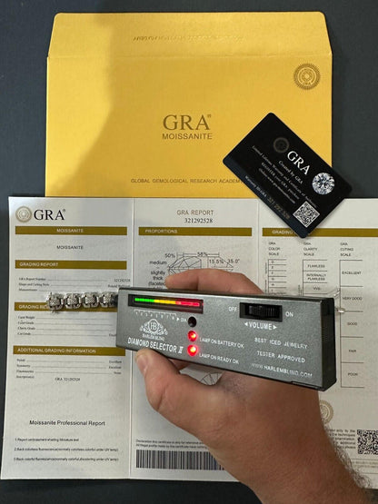 HarlemBling Mens Moissanite Custom Link Real 925 Sterling Silver Bracelet Passes Tester