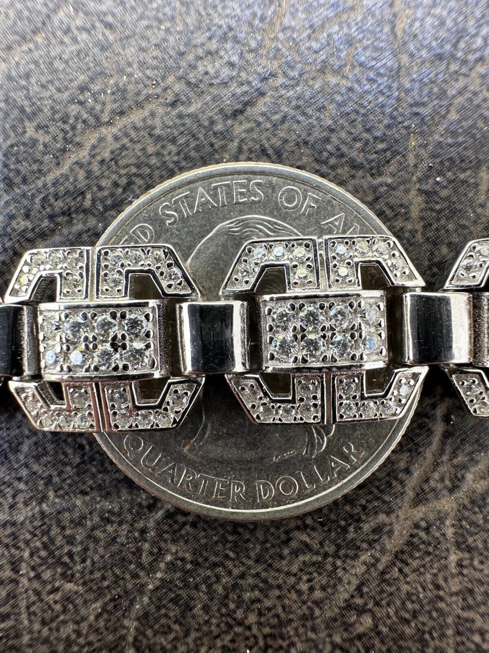 HarlemBling Mens Moissanite Custom Link Real 925 Sterling Silver Bracelet Passes Tester