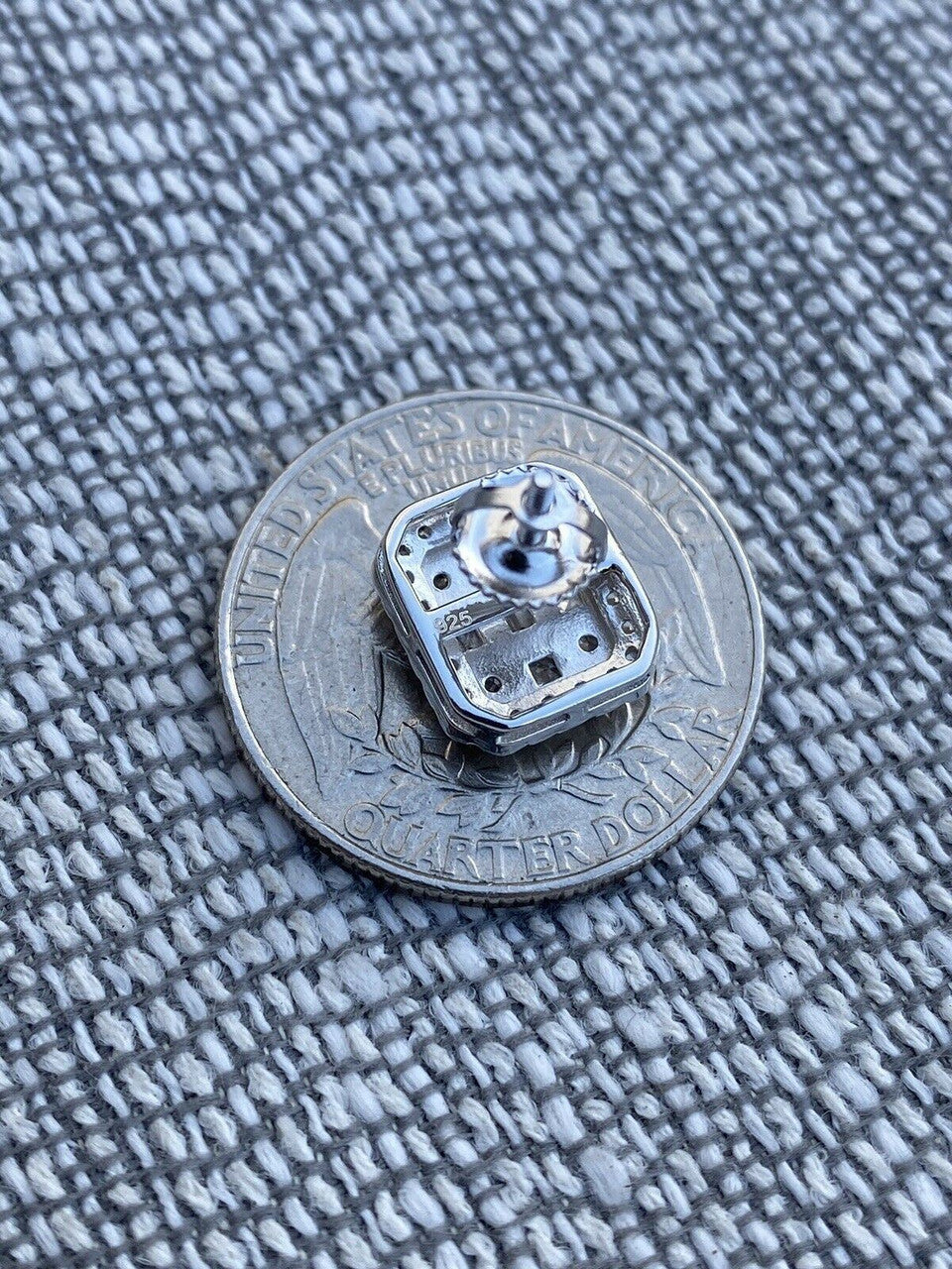 HarlemBling Mens Moissanite Iced Silver Baguette Hip Hop Earrings Studs Pass Diamond Tester