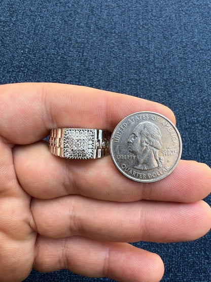 HarlemBling Mens MOISSANITE Ring Real 925 Silver Iced Square Jewelry Pinky Pass Diamond Test