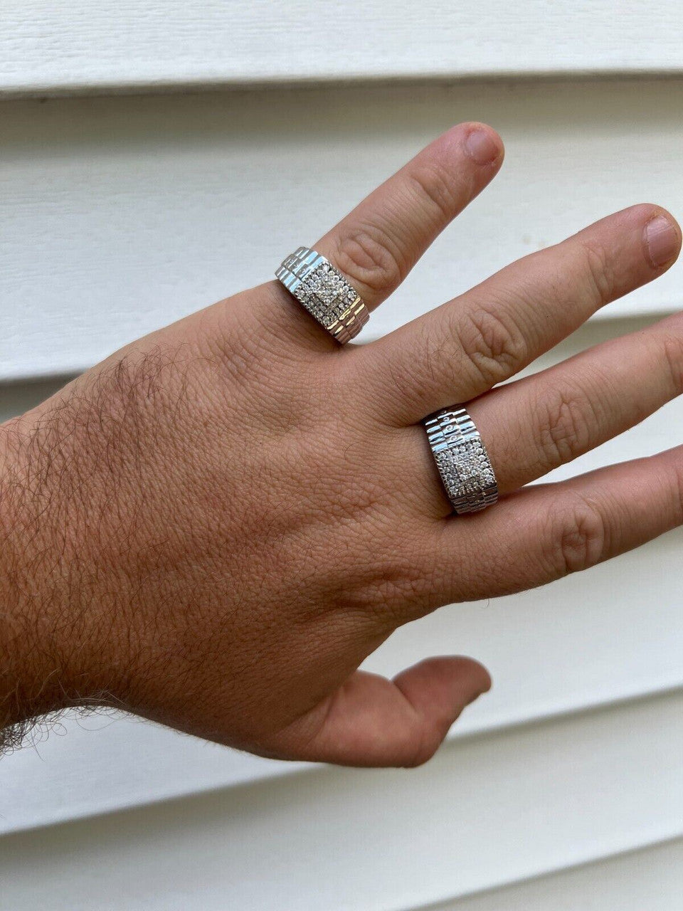 HarlemBling Mens MOISSANITE Ring Real 925 Silver Iced Square Jewelry Pinky Pass Diamond Test