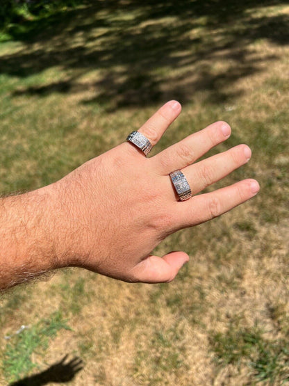 HarlemBling Mens MOISSANITE Ring Real 925 Silver Iced Square Jewelry Pinky Pass Diamond Test