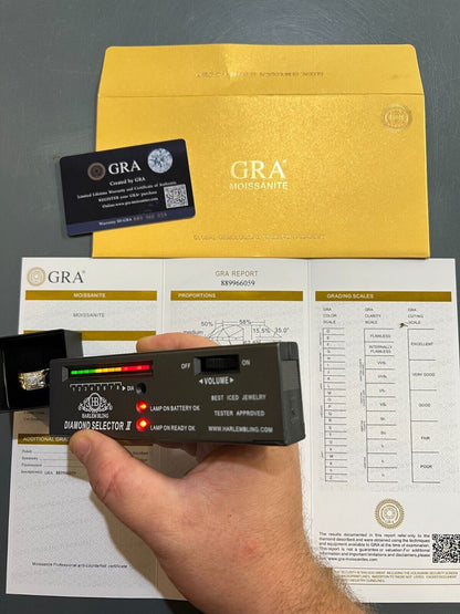 HarlemBling Mens MOISSANITE Ring14k Gold Plated Square Real 925 Silver Iced Pinky Hip Hop