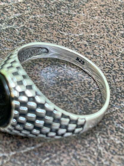 HarlemBling Mens Plain Real 925 Sterling Silver Black Onyx Stone Ring Pinky 7 8 9 10 11 12