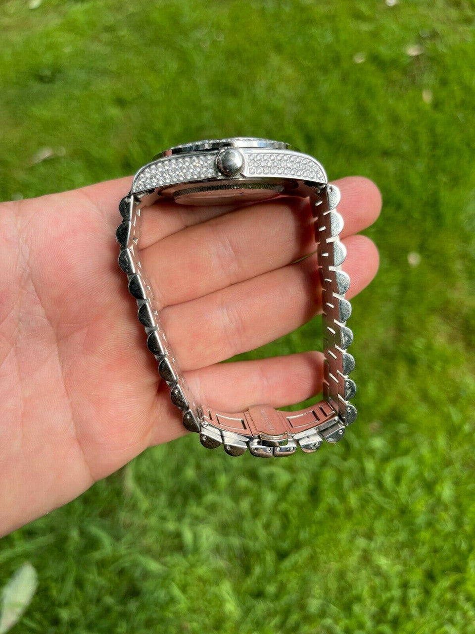 HarlemBling Mens Presidential Stainless 41mm Watch Fully Iced 12ct Flooded Out Diamond Bling