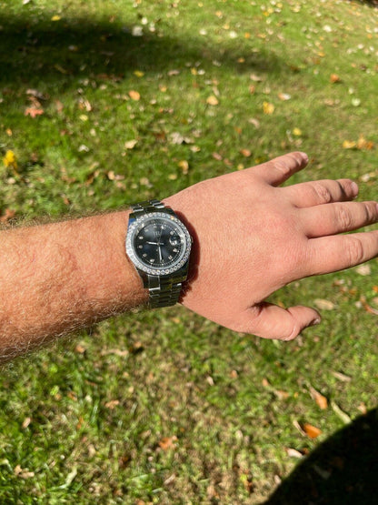 HarlemBling Mens Presidential Stainless Iced 3.3ct Moissanite Watch Pass Diamond Tester 41mm