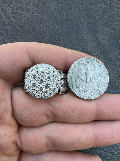 HarlemBling Mens Real 12ct MOISSANITE Ring Pass Diamond Test Iced Cluster Pinky RING Hip Hop