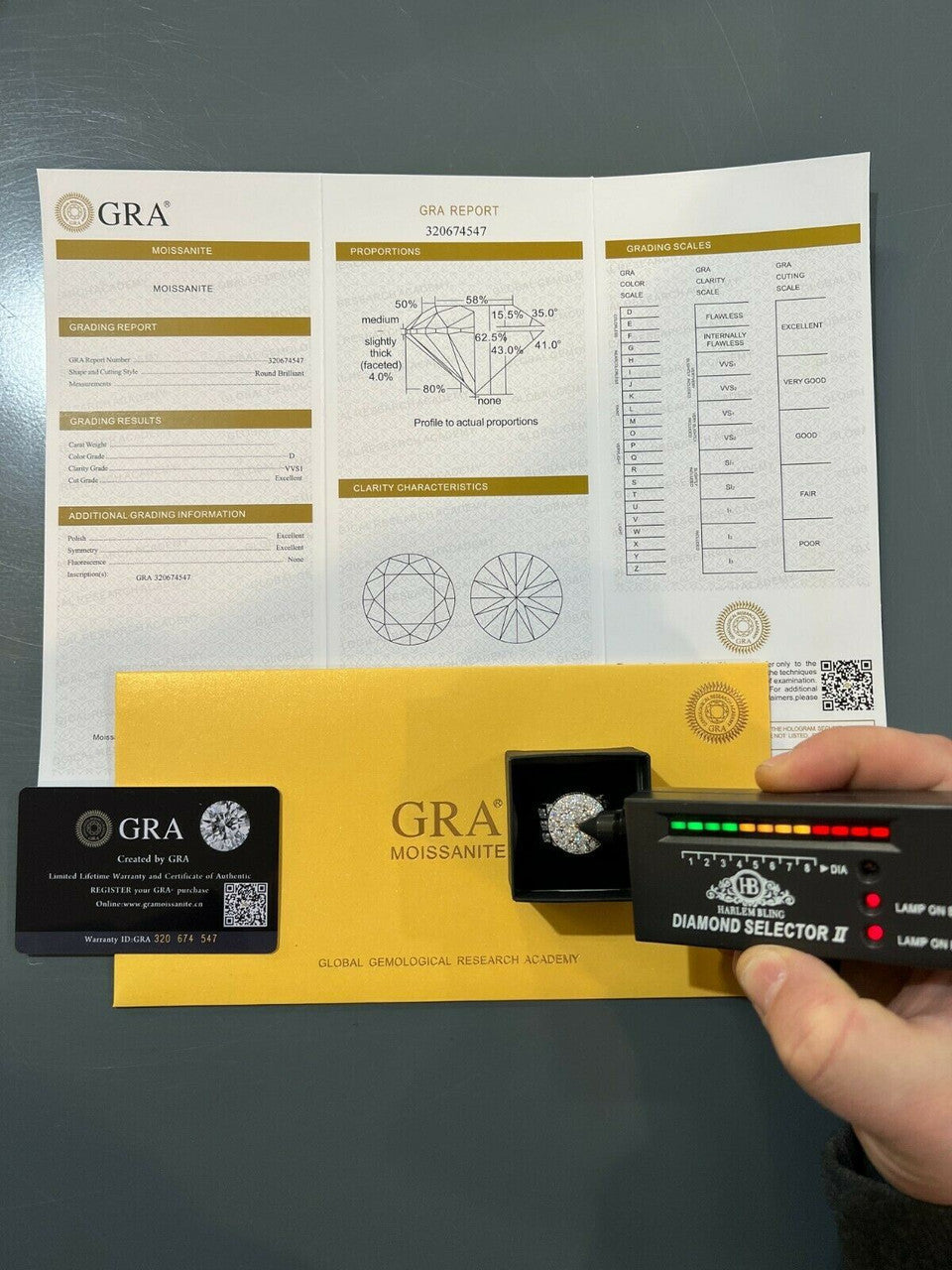 HarlemBling Mens Real 12ct MOISSANITE Ring Pass Diamond Test Iced Cluster Pinky RING Hip Hop