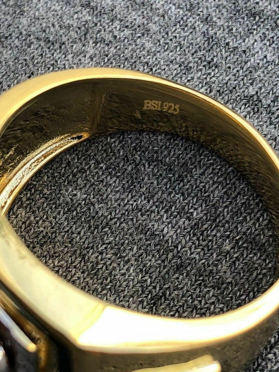 HarlemBling Mens REAL 14K Gold and Solid 925 Silver Solitaire Black Onyx and CZ Size 7-13 Pinky