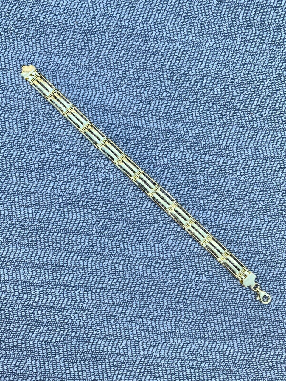 HarlemBling Mens Real 14k Gold Over 925 Sterling Silver Presidential Link Bracelet 10mm