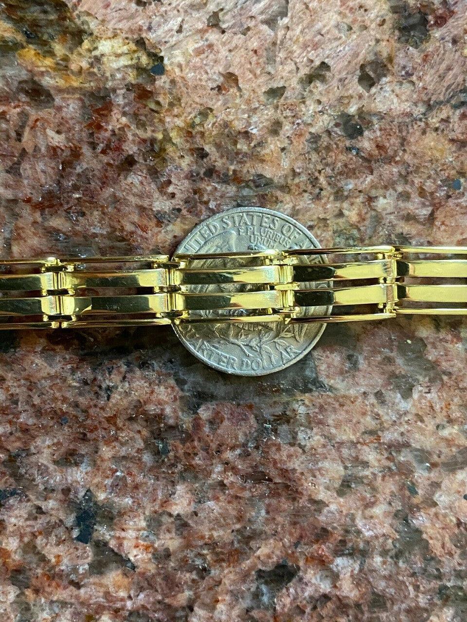 HarlemBling Mens Real 14k Gold Over 925 Sterling Silver Presidential Link Bracelet 10mm