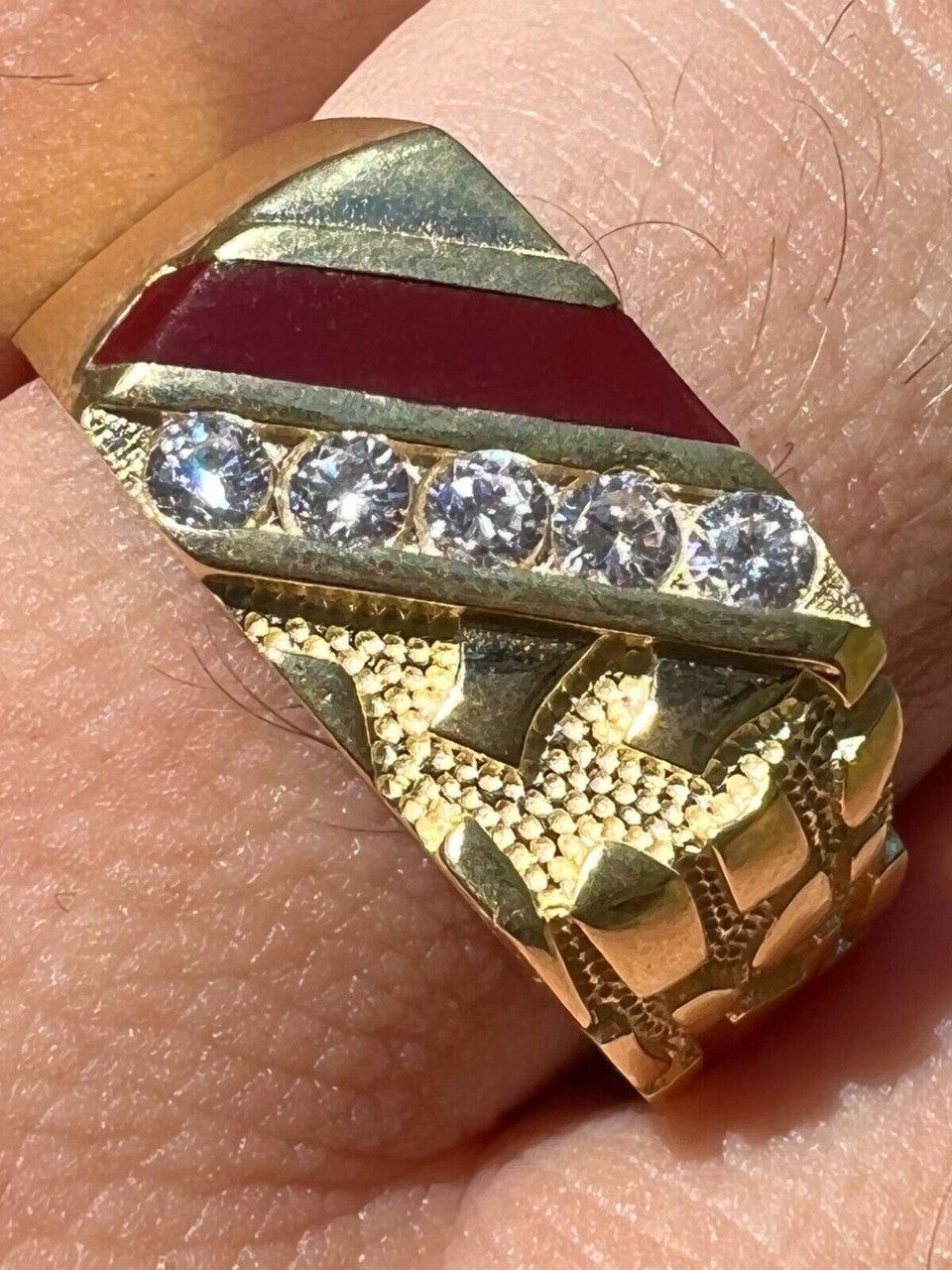Mens 14k Gold & Real Solid 925 Silver Diamond RING Size 6 7 8 9 10 11 12 Pinky Mens 14k Gold & Real Solid 925 Silver Diamond RING Size 6 7 8 9 10 11 12 Pinky