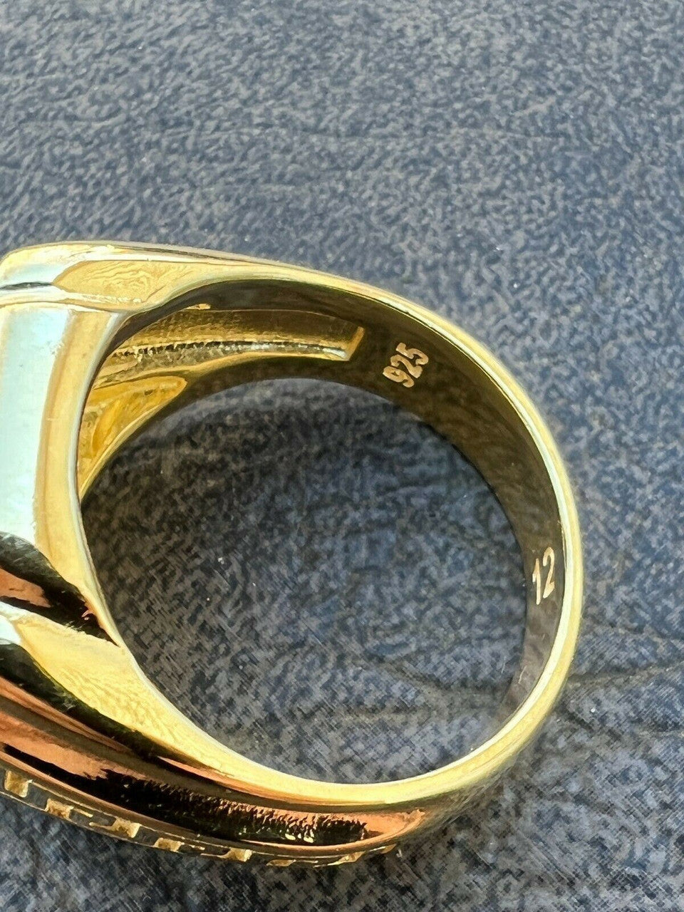 HarlemBling Mens Real 14k Gold Vermeil 925 Sterling Silver Ice Diamond Ring Hip Hop Pinky