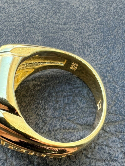 HarlemBling Mens Real 14k Gold Vermeil 925 Sterling Silver Ice Diamond Ring Hip Hop Pinky