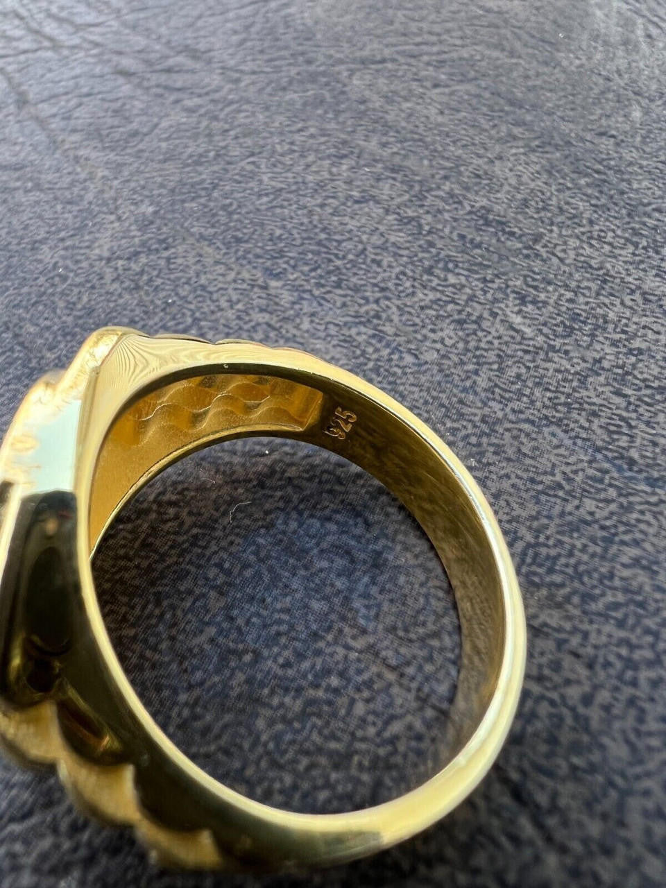 HarlemBling Mens Real 14k Gold Vermeil Over 925 Silver Iced Out Rolex Crown Watch Ring