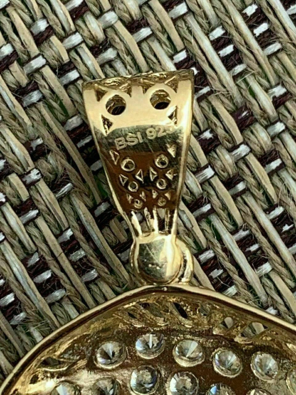 HarlemBling Mens Real 14k Yellow Gold Over 925 Sterling Silver Jesus Piece Necklace 1x1.5