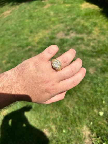 HarlemBling Men's Real 925 Silver 14k Gold Plated MOISSANITE Baguette Pinky RING Hip Hop Ice