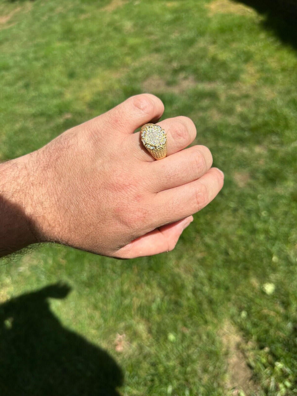 HarlemBling Men's Real 925 Silver 14k Gold Plated MOISSANITE Baguette Pinky RING Hip Hop Ice