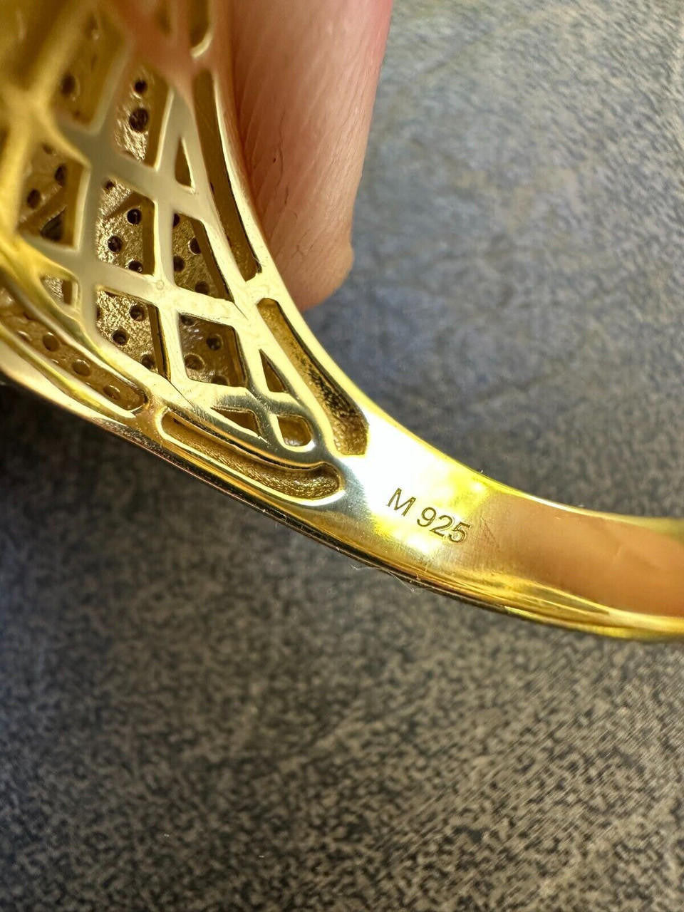 HarlemBling Men's Real 925 Silver 14k Gold Plated MOISSANITE Baguette Pinky RING Hip Hop Ice