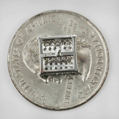 HarlemBling Mens REAL 925 Silver 3/8 Square Diamonds Stud Earrings Hip Hop Super ICY Cube