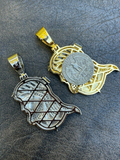 HarlemBling Mens Real 925 Silver / Gold Jesus Piece Iced Hip Hop Necklace Baguette Diamond