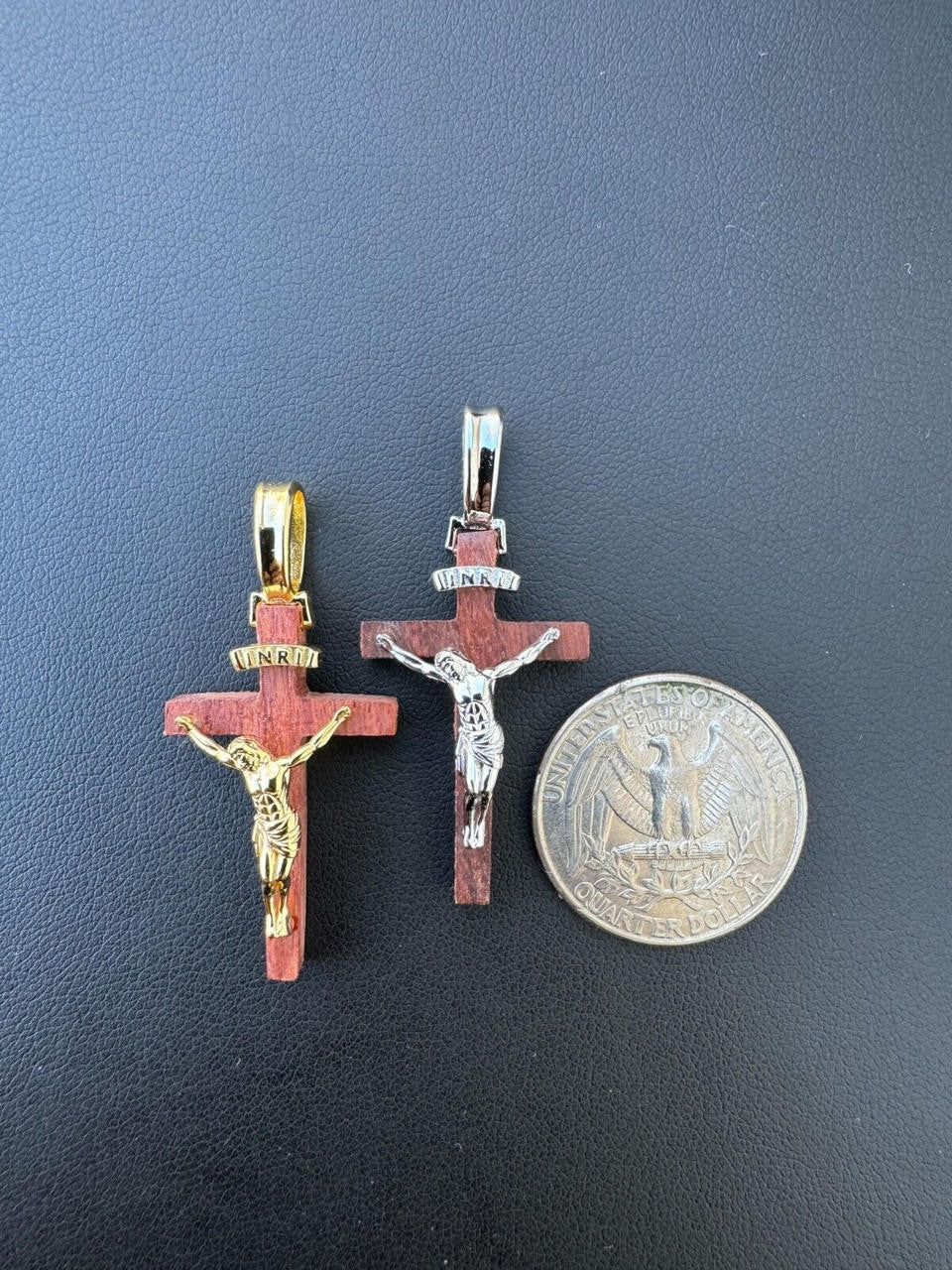 HarlemBling Mens Real 925 Silver Red Cherry Walnut Wood Jesus Cross Pendant Necklace 1.25"