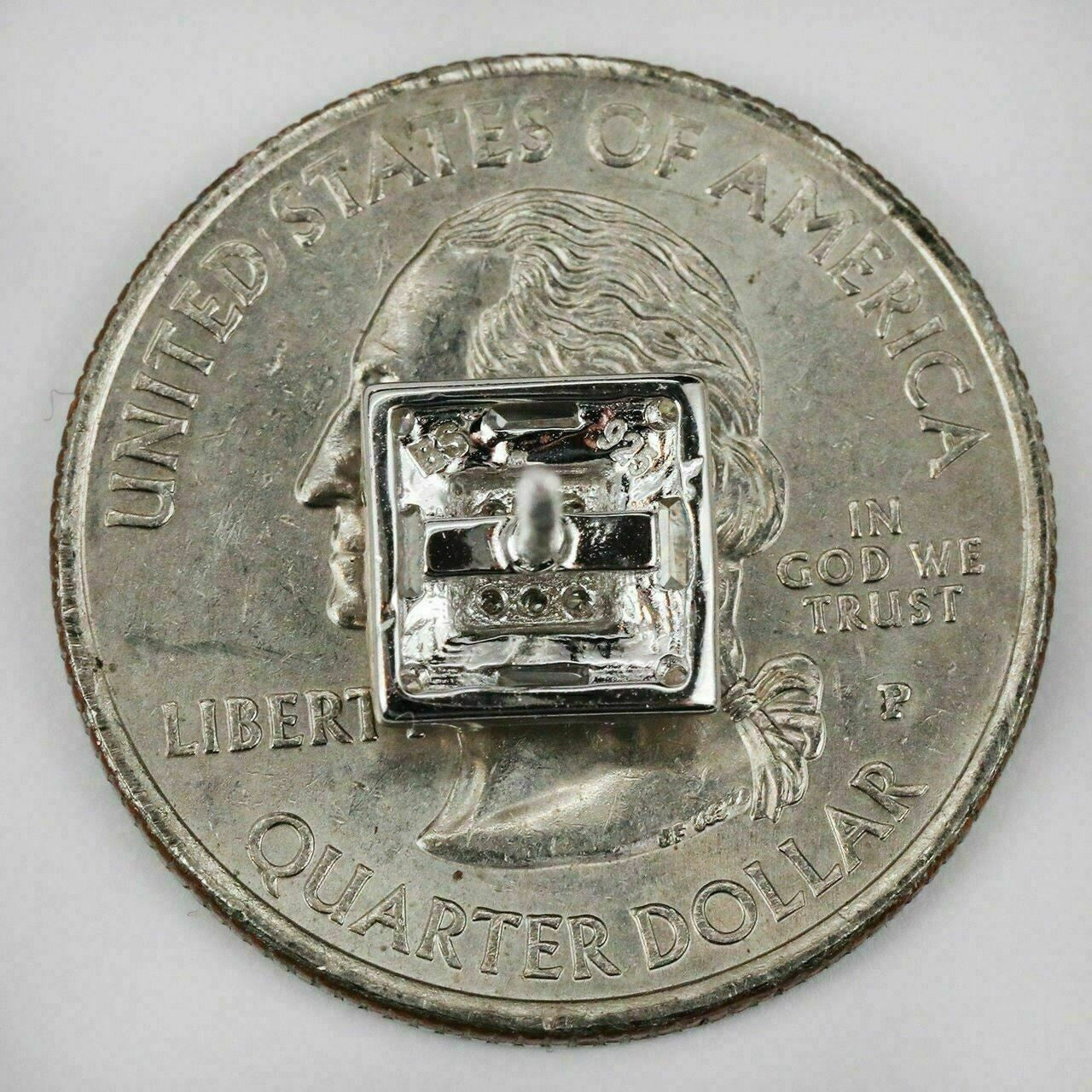 HarlemBling Mens REAL 925 Sterling Silver 8mm Stud Square Earrings Baguette Diamonds BLING