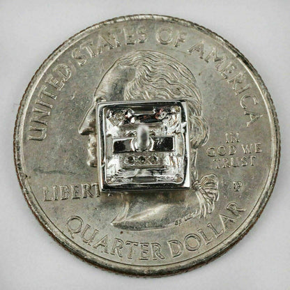 HarlemBling Mens REAL 925 Sterling Silver 8mm Stud Square Earrings Baguette Diamonds BLING