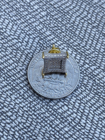 HarlemBling Mens Real 925 Sterling Silver and 14k Gold Iced Kite Moissanite Earrings Studs